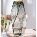 Smokey Grey Flower Vase gold decoration smokey grey geometric glass vases Supplier